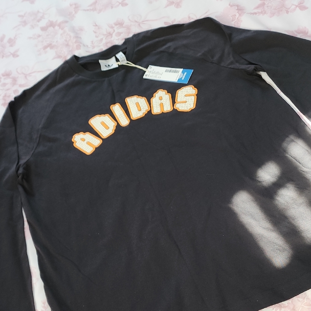 Adidas Black Shirt with Orange Logo